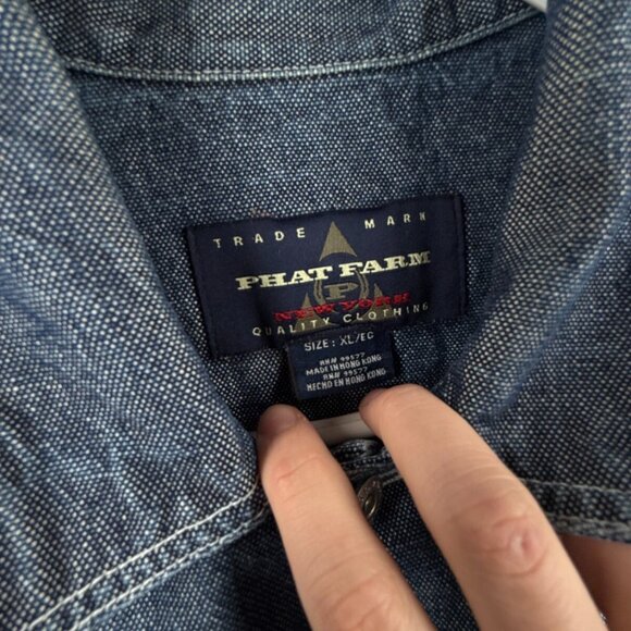 VTG Phat Farm Denim Jacket Men XL Buttons Y2K Streetwear Hip Hop 90's 00's - Picture 5 of 16